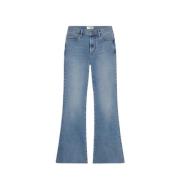 Iconische Flared Jeans met Bruine Stiksels Frame , Blue , Dames