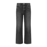 Denim Five-Pocket Broek met Tailleband Lussen Agolde , Black , Dames