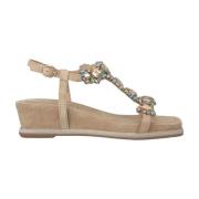 Rhinestone Sleehak Sandaal Alma EN Pena , Beige , Dames