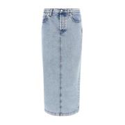 Denim Midi Rok met Contraststiksels Fabiana Filippi , Blue , Dames