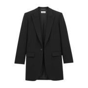 Wollen Gabardine Jas Saint Laurent , Black , Dames