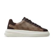 Bruine leren sneakers - Logopatroon Guess , Brown , Heren