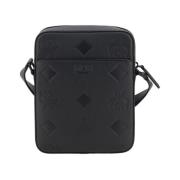 Stijlvolle leren schoudertas met rits MCM , Black , Heren