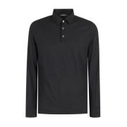 Klassieke Polo Shirt met Lange Mouwen Zanone , Black , Heren