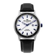 Zwarte leren kwarts horloge met staal Ben Sherman , Black , Heren