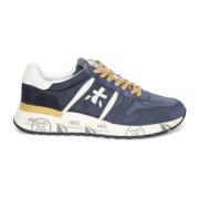 Blauwe Suède Sneakers met Witte Inzetstukken Premiata , Blue , Heren