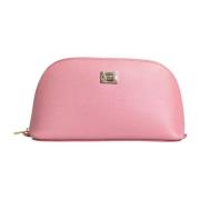 Roze Leren Ritsportemonnee met Logo Dolce & Gabbana , Pink , Dames