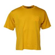 Donkergele Logo Crew Neck T-shirt Dolce & Gabbana , Yellow , Heren