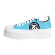 Canvas Logoprint Platform Sneakers Blauw Wit Dolce & Gabbana , Blue , ...