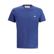 Contrasterende Logo Patch Katoenen T-shirt Valentino , Blue , Heren