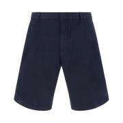 Monochrome Katoenen Shorts met Knoopsluiting Ermenegildo Zegna , Blue ...