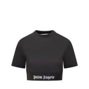 Casual Katoenen T-shirt in Trendy Stijl Palm Angels , Black , Dames