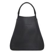 Korrelig leren schoudertas met drukknoopsluiting Longchamp , Black , D...