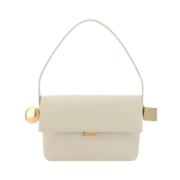 Geometrische Detail Leren Schoudertas Jacquemus , Beige , Dames