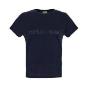 Logo Print T-shirt Saint Laurent , Blue , Heren