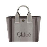 Leren Detail Tote Tas met Verstelbare Band Chloé , Gray , Dames