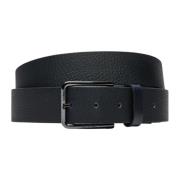 Blauwe leren riem met gespsluiting Calvin Klein , Blue , Heren