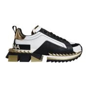 Portofino Lage Top Sneakers Wit/Goud Dolce & Gabbana , Multicolor , He...