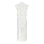 Elegante Snow White Jurk met Franjedetail Bruuns Bazaar , White , Dame...