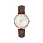 Bruin Lederen Kwarts Analoge Horloge Guess , Brown , Dames