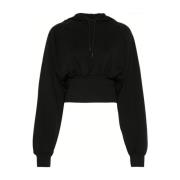 Zwarte Sweater met Trekkoord Capuchon Adidas by Stella McCartney , Bla...