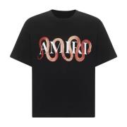 Zwarte Slang Grafische Katoenen T-shirt Amiri , Black , Heren