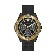 Zwarte Rubber Quartz Analoog Horloge Guess , Black , Heren