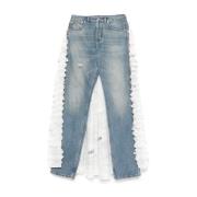 Blauwe Afneembare Paneel Ritsbroek Moschino , Blue , Dames