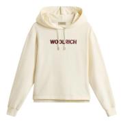 Witte Fleece Katoenen Trui Woolrich , White , Dames