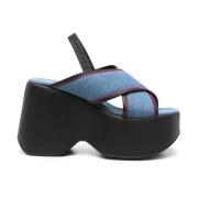 Denim Crossover Strap Platform Sandalen Vic Matié , Blue , Dames