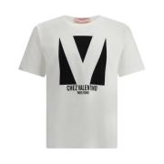 Iconisch Logo Print Katoenen T-Shirt Valentino , White , Heren