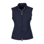 Blauwe Nylon Rits Vest met Zakken People of Shibuya , Blue , Dames