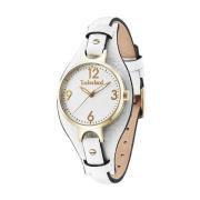 Wit Leren Band Kwarts Horloge Timberland , White , Dames