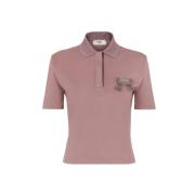 Roze Logo Polo Top met Lintafwerking Fendi , Pink , Dames