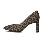 Bronzen Pumps met Puntige Neus en Blokhak Unisa , Brown , Dames