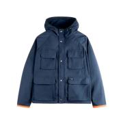 Blauwe Windbreaker Jas met Capuchon Fay , Blue , Heren