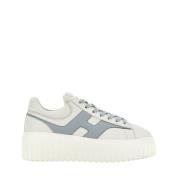 Gestreepte leren sneakers ivoor blauw detail Hogan , White , Dames