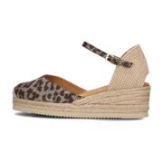 Bruine Sleehak Espadrilles Cisca Stijl Unisa , Beige , Dames