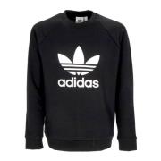 Zwarte Lichtgewicht Crewneck Sweatshirt met Trefoil Logo Adidas , Blac...