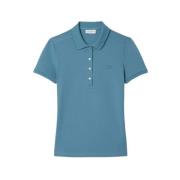 Gebreide afwerking katoenen poloshirt Lacoste , Blue , Dames