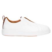 Witte Slip-On Leren Sneakers Santoni , White , Heren