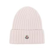 Roze wollen muts met logopatch Moncler , Pink , Dames