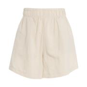 Beige Linnen Blend High-Waisted Shorts 8PM , Beige , Dames