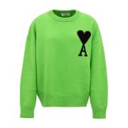 Hart Motief Wollen Trui Ami Paris , Green , Dames