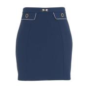 Blauwe Crêpe Mini Rok met Metalen Details Elisabetta Franchi , Blue , ...