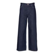 Wijde Pijp Denim Broek met Zakken Max Mara , Blue , Dames