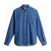 Katoenen Casual Shirt met Zak Woolrich , Blue , Heren