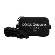 Zwarte Logo Crossbody Sling Tas Dolce & Gabbana , Black , Heren