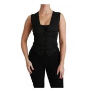 Zwart Kant Taillejas Slanke Vest Top Dolce & Gabbana , Black , Dames