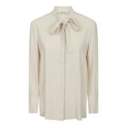 Drap Blouse met Strik en Sjaal Liviana Conti , Beige , Dames